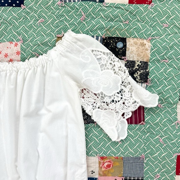 Barneys Off The Shoulder White 100% Cotton Lace Milkmaid Mini Shift Dress small - Picture 4 of 8